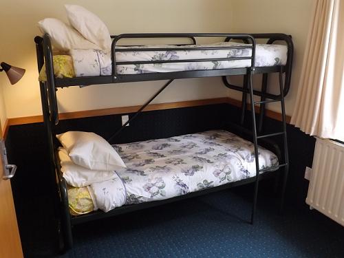 The dorm rooms have two beds in either twin or bunk formation. The rooms are shared as are the bathroom facilities